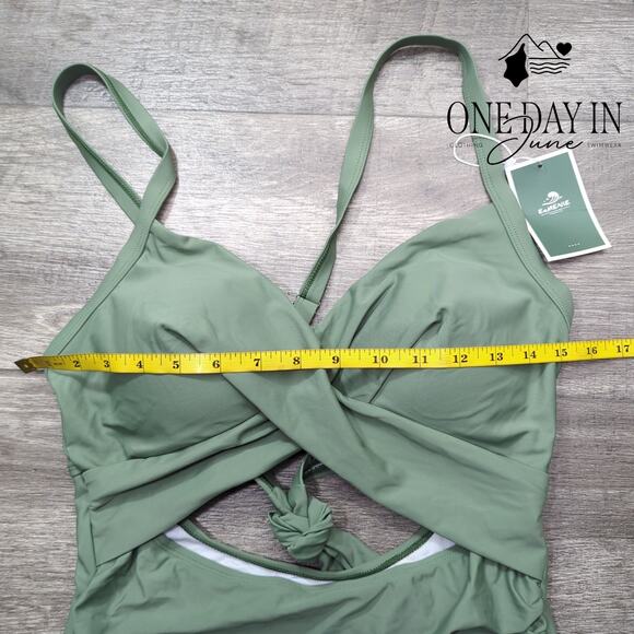 Eomenie Cross Front Cut Out One Piece Swimsuit Size L - Picture 4 of 6